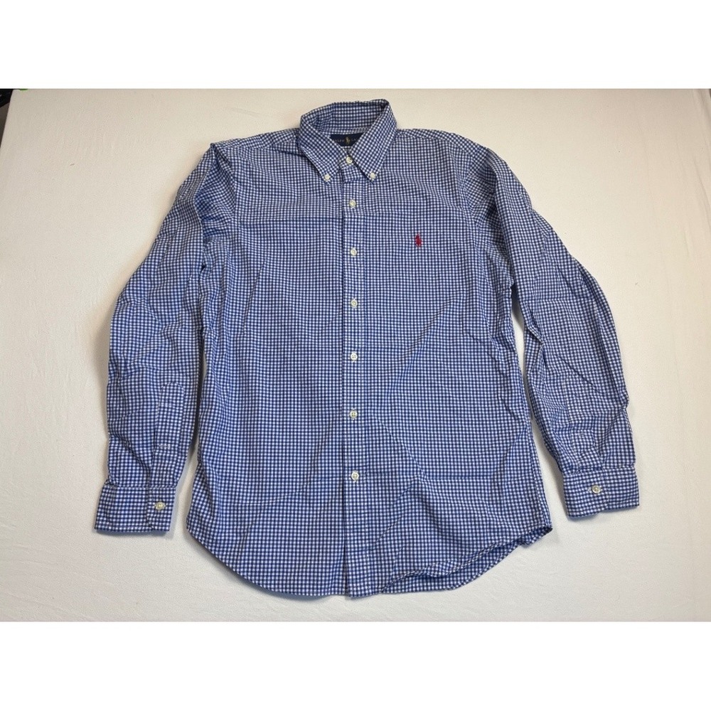 Polo Ralph Lauren Men's S Blue Gingham Long Sleeve Button Down Shirt